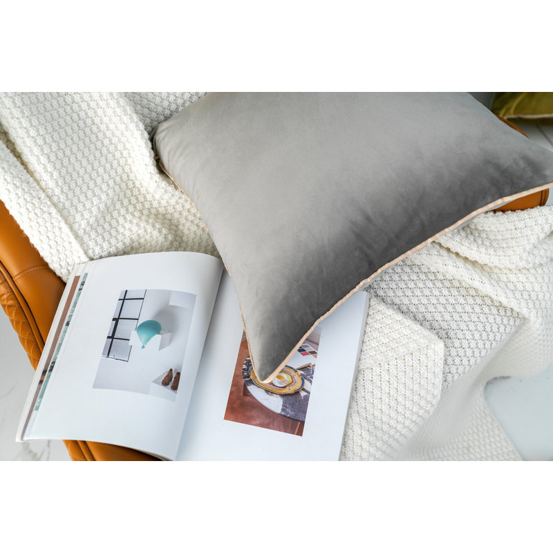 Gray Velvet Reversible 18" x 18" Throw Pillow Set