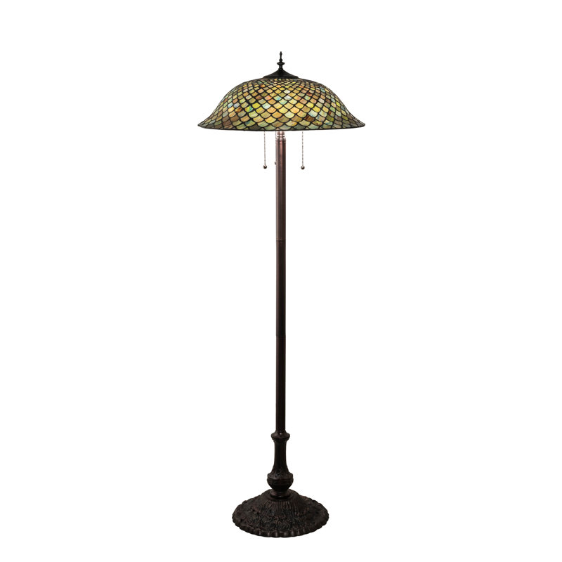 Mahogany Bronze Stained Glass Tiffany Floor Lamp