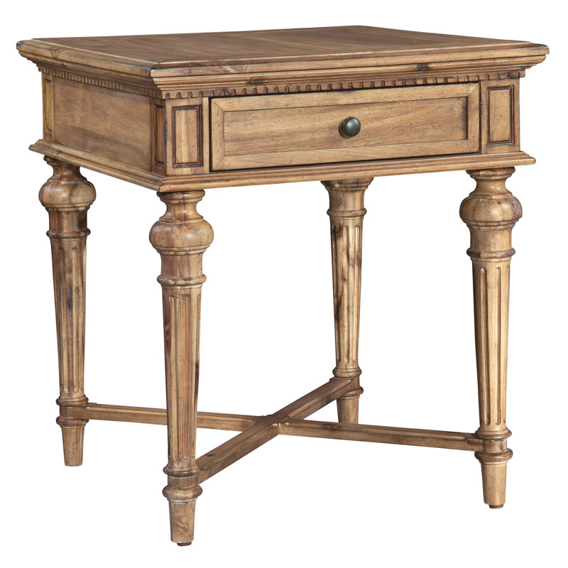 Wellington Square Acacia & Metal End Table with Drawer