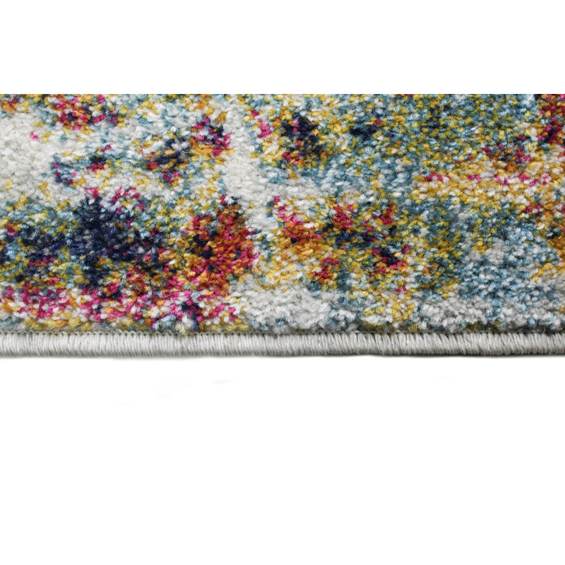 Tranquil Multicolor Abstract 4' x 6' Washable Synthetic Rug