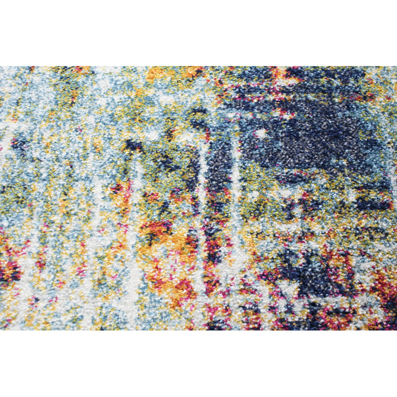 Tranquil Multicolor Abstract 4' x 6' Washable Synthetic Rug