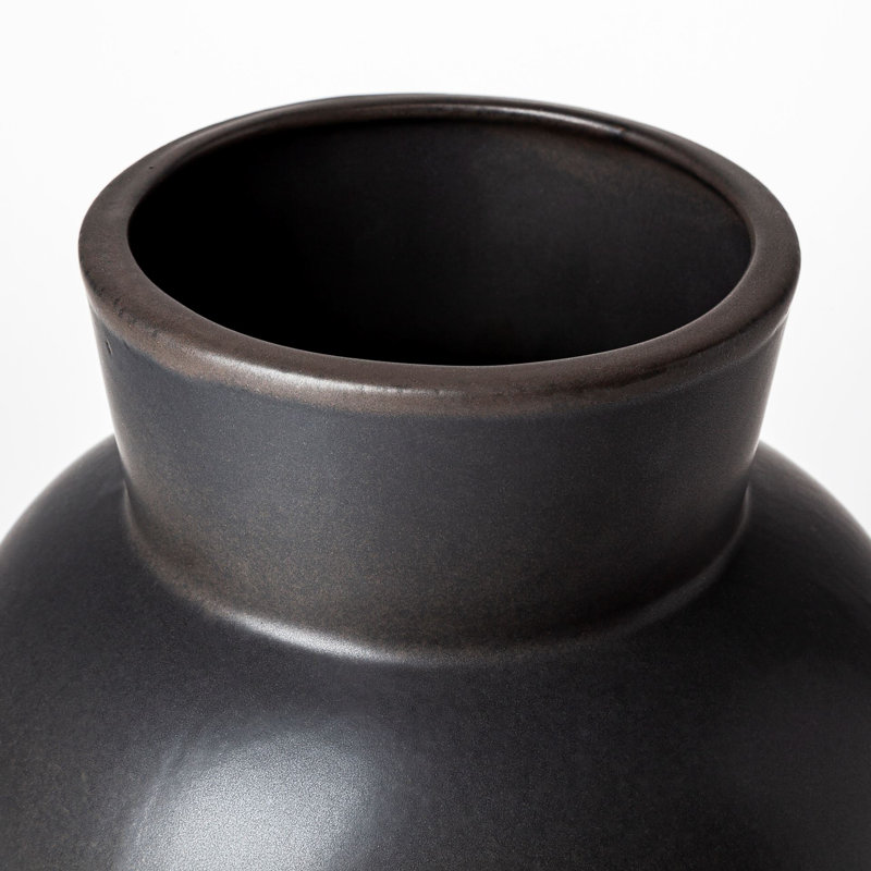 Matte Black Trumpet Ceramic Decorative Table Vase