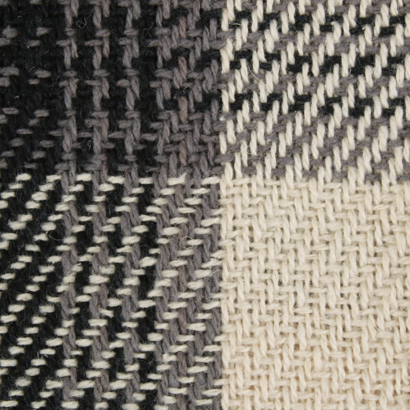 Black and Off-White Plaid Cotton Throw Blanket