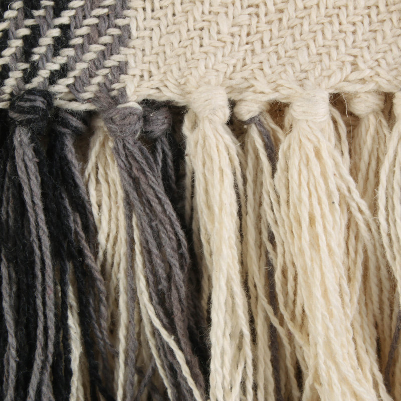 Black and Off-White Plaid Cotton Throw Blanket