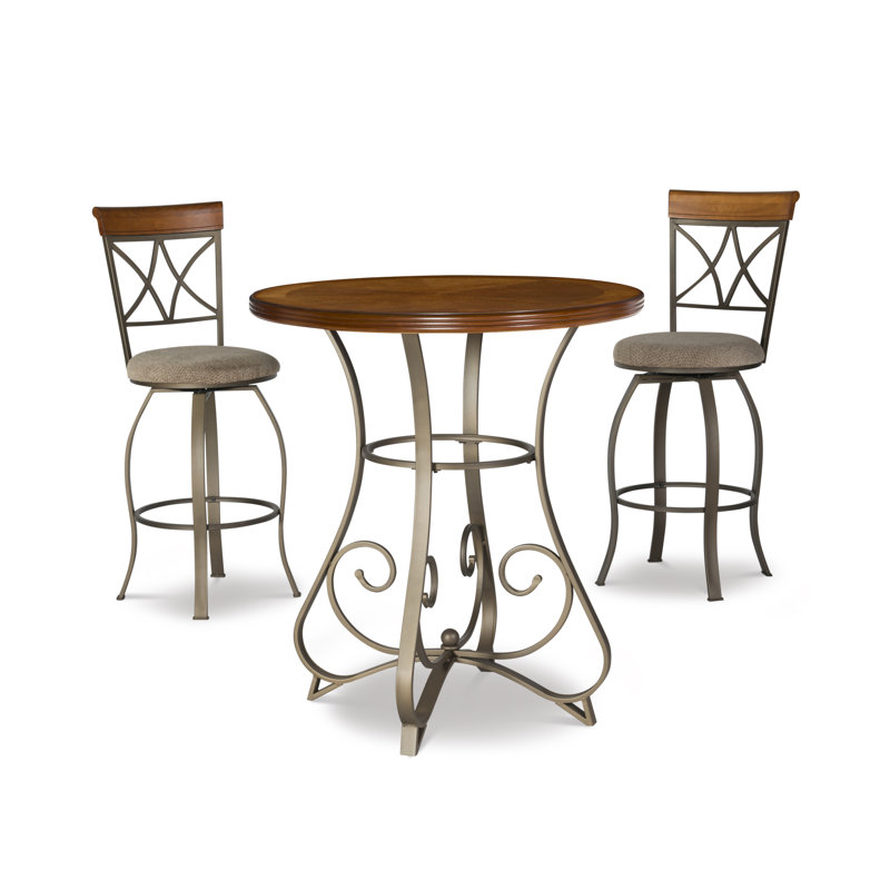 Hamilton 36" Round Cherry & Pewter Metal Pub Table