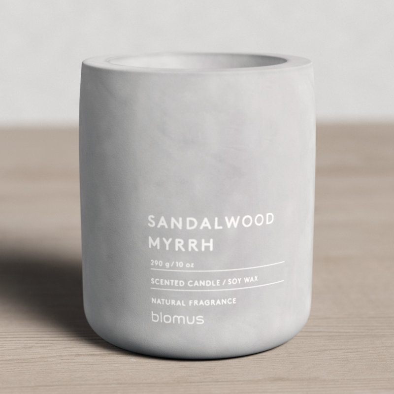Large Sandalwood Myrrh Soy Scented Candle in Concrete Jar