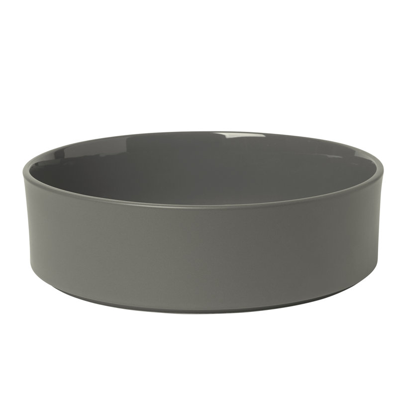 Pewter Ceramic Round Salad Serving Bowl 101oz