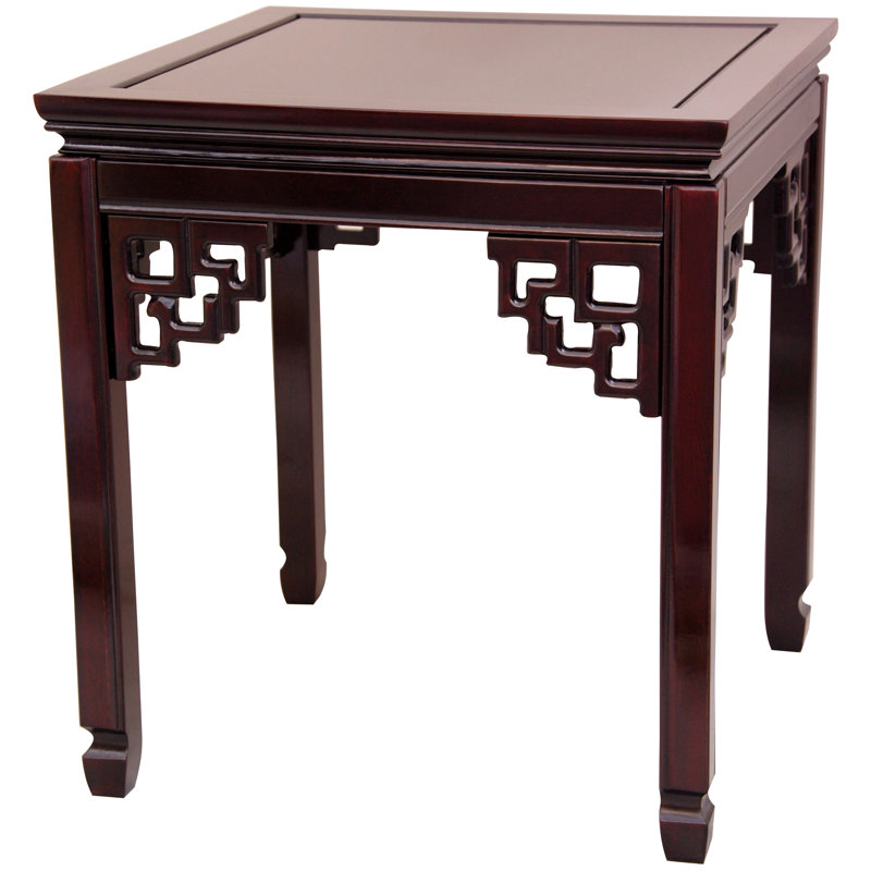Rosewood Square End Table with Hand Carved Design