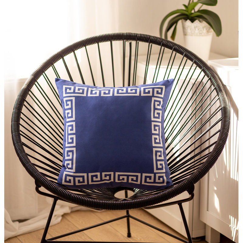Black and White Greek Key Polyester 20" x 20" Pillow Covers