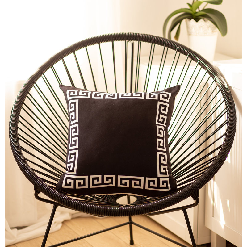 Black and White Greek Key Polyester 20" x 20" Pillow Covers