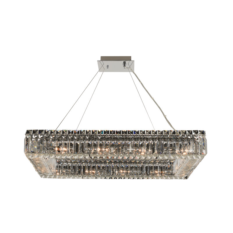 Baguette 29" Chrome Crystal Rectangular Chandelier