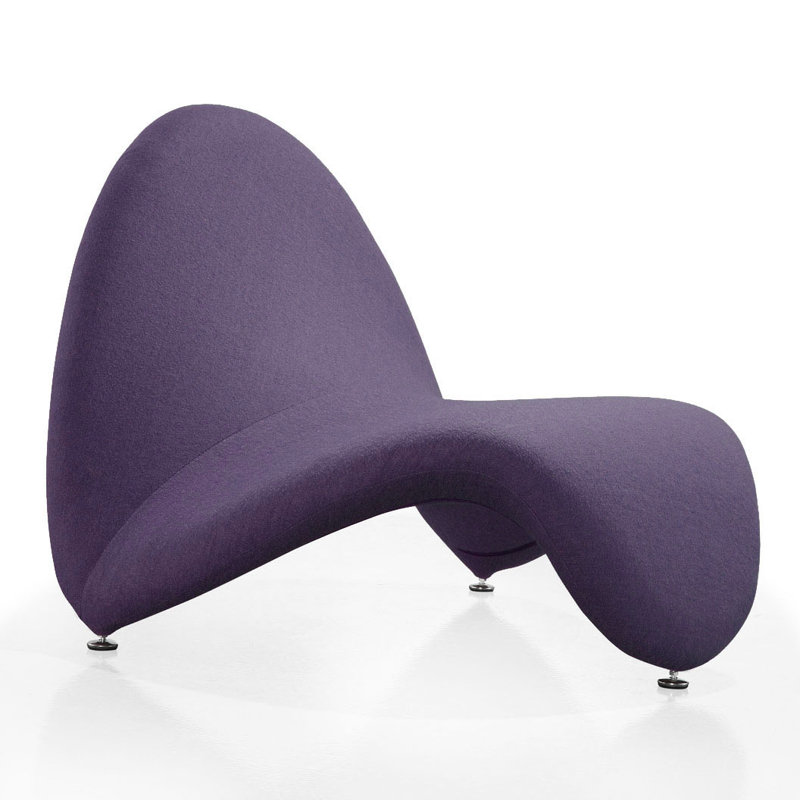 MoMa Geometric Purple Wool Blend Metal Accent Chair