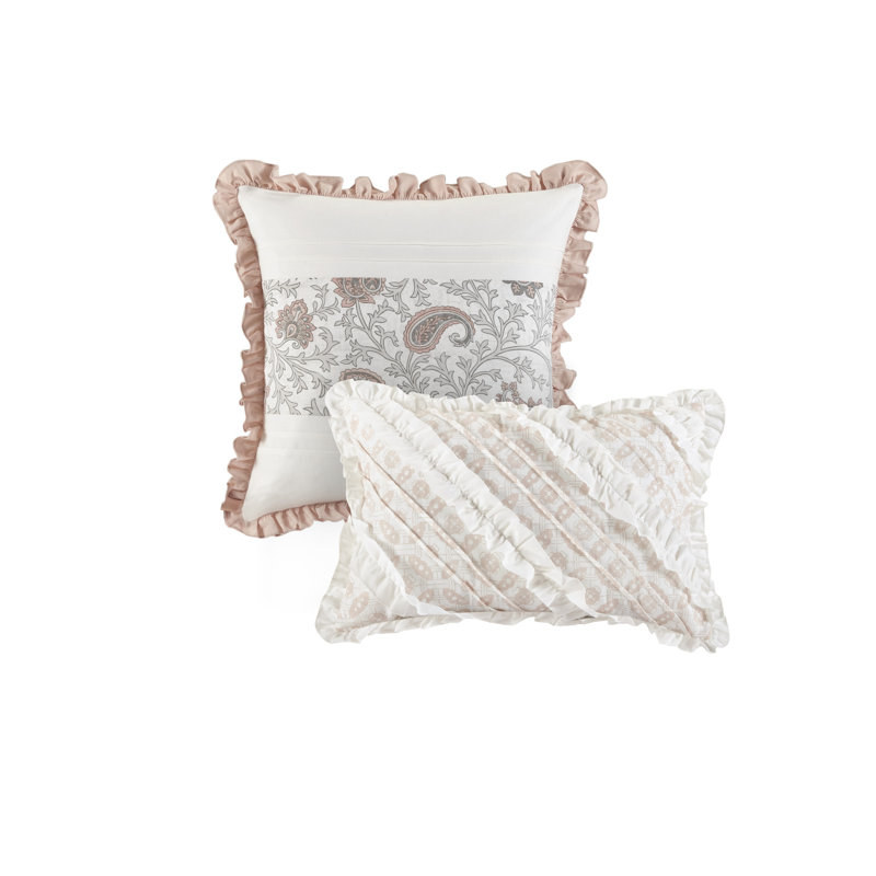 Blush Queen Cotton Reversible Comforter Set with Decorative Pillows