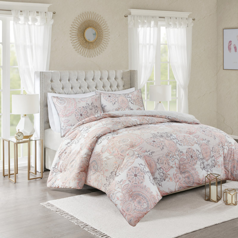 King/Cal King Yellow Cotton Floral Reversible Duvet Set