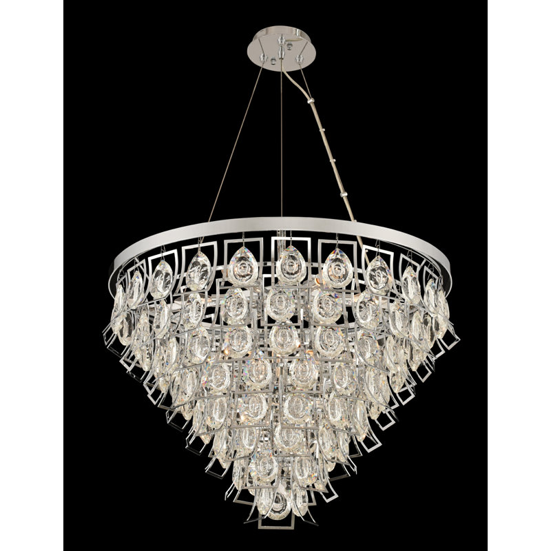 Carmella 9-Light Chrome Crystal Tiered Chandelier