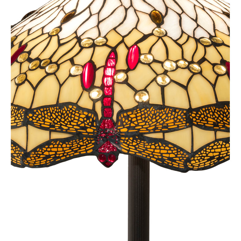 Meyda 62" Mahogany Bronze and Ruby Amber Glass Tiffany Floor Lamp