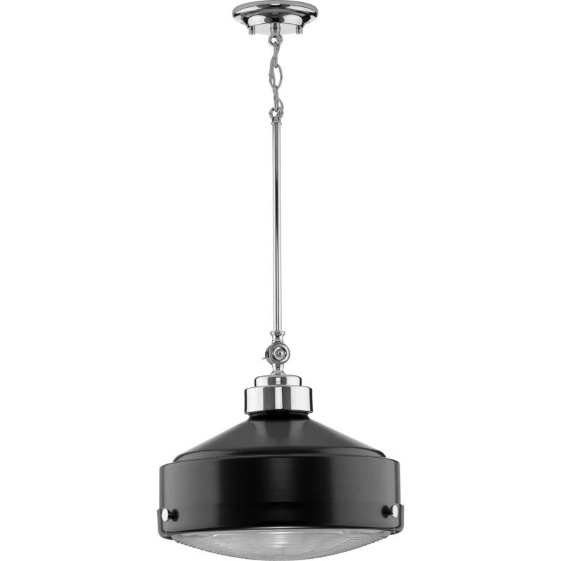 Matte Black Industrial Pendant Light with Clear Glass Shade