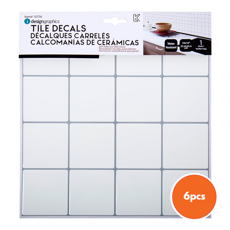 White Self-Adhesive Interlocking PVC Wall Tiles, 10x10