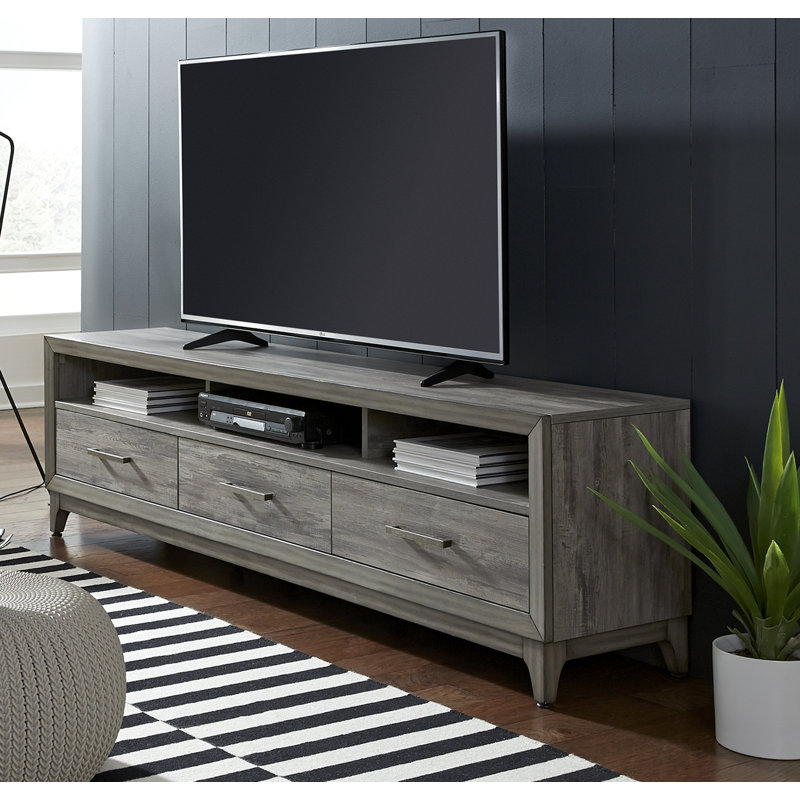 Mercury Gray 76'' Contemporary Media Console with Cabinet
