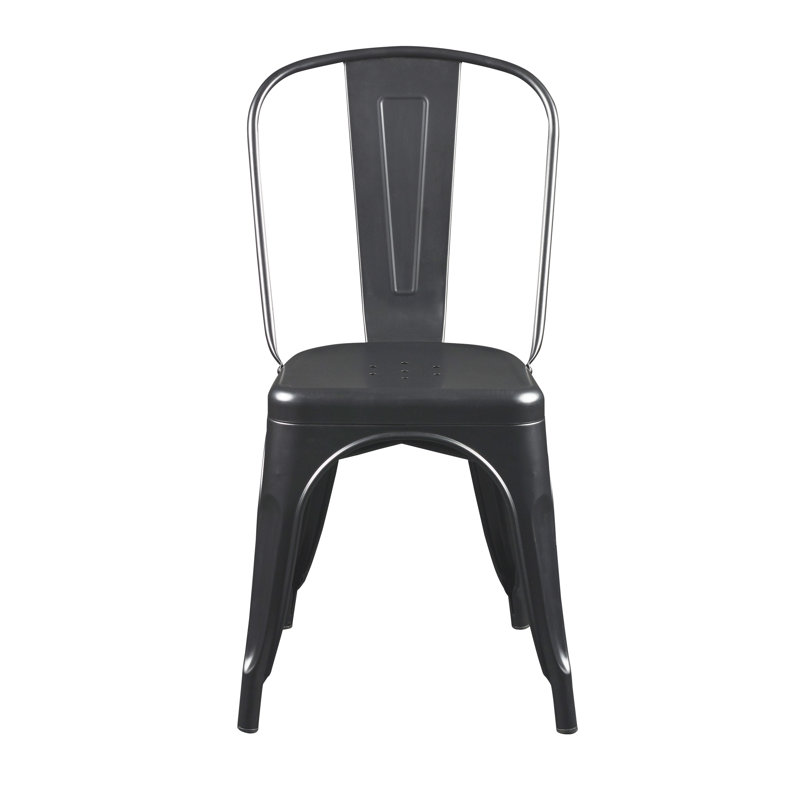 Black Metal Bistro Style Stackable Side Chair