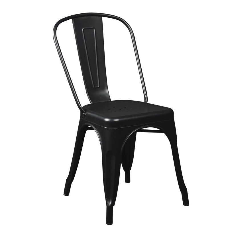 Black Metal Bistro Style Stackable Side Chair