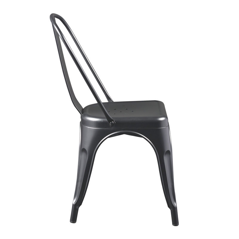 Black Metal Bistro Style Stackable Side Chair