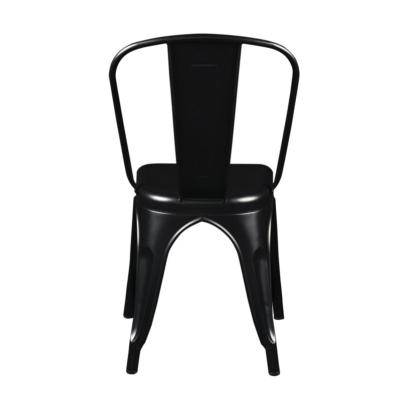 Black Metal Bistro Style Stackable Side Chair