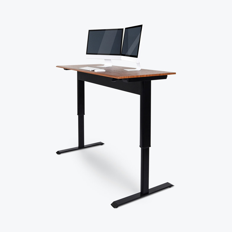 Niagara 48" Teak Finish Adjustable Height Standing Desk with Power Outlet