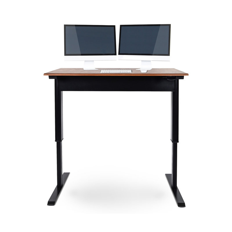 Niagara 48" Teak Finish Adjustable Height Standing Desk with Power Outlet
