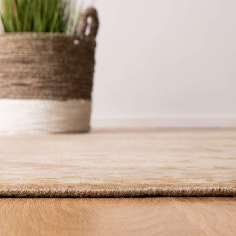 Tobacco Wool Hand-Knotted Rectangular Area Rug
