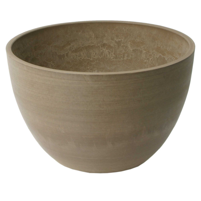 Taupe Composite Resin 16" Round Outdoor Planter