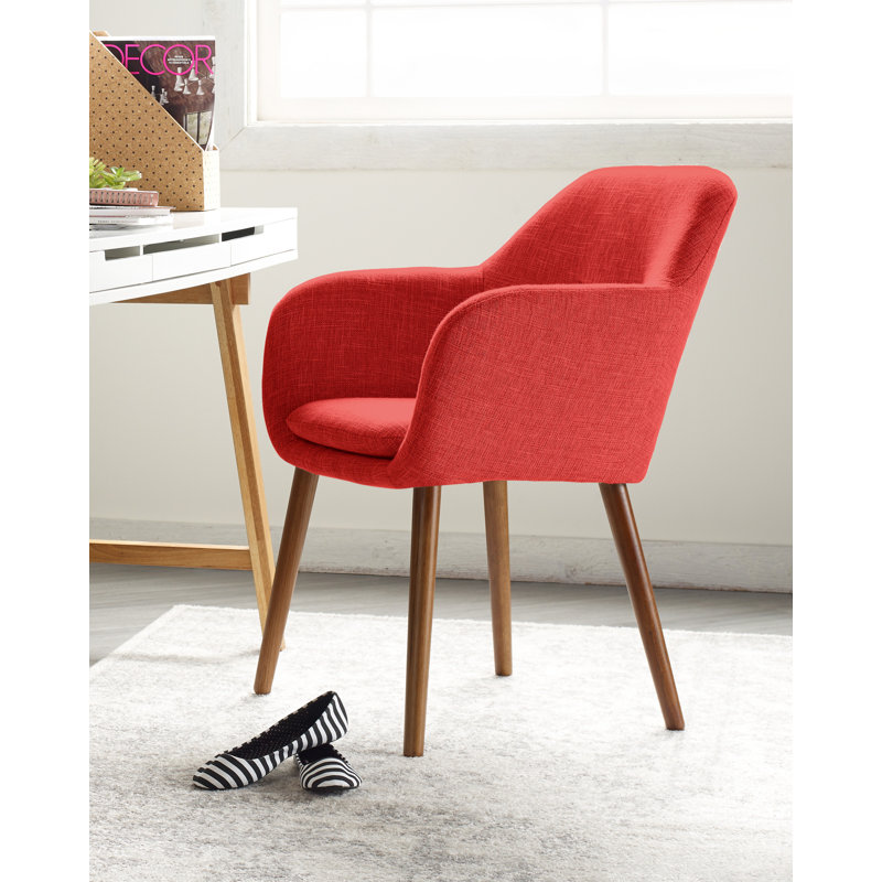 Chic French Red Mid-Century Accent Chair with Tapered Legs