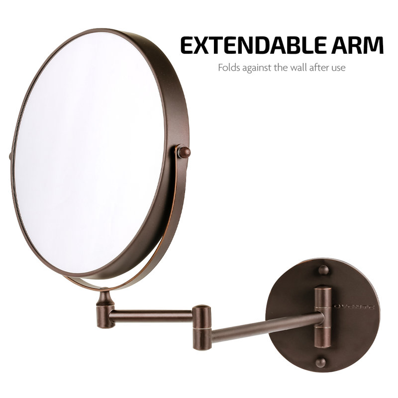 Antique Bronze Iron 14" Wall Mounted Magnifying Vanity Mirror