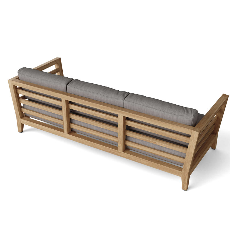 Natural Finish Teak 3-Seater Outdoor Bench with Sunbrella Cushions