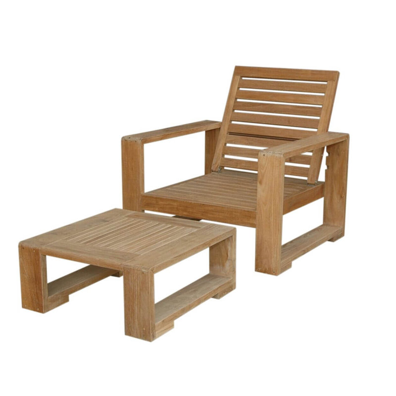 Capistrano 70'' Teak Lounge Chair with Ottoman and Cushions