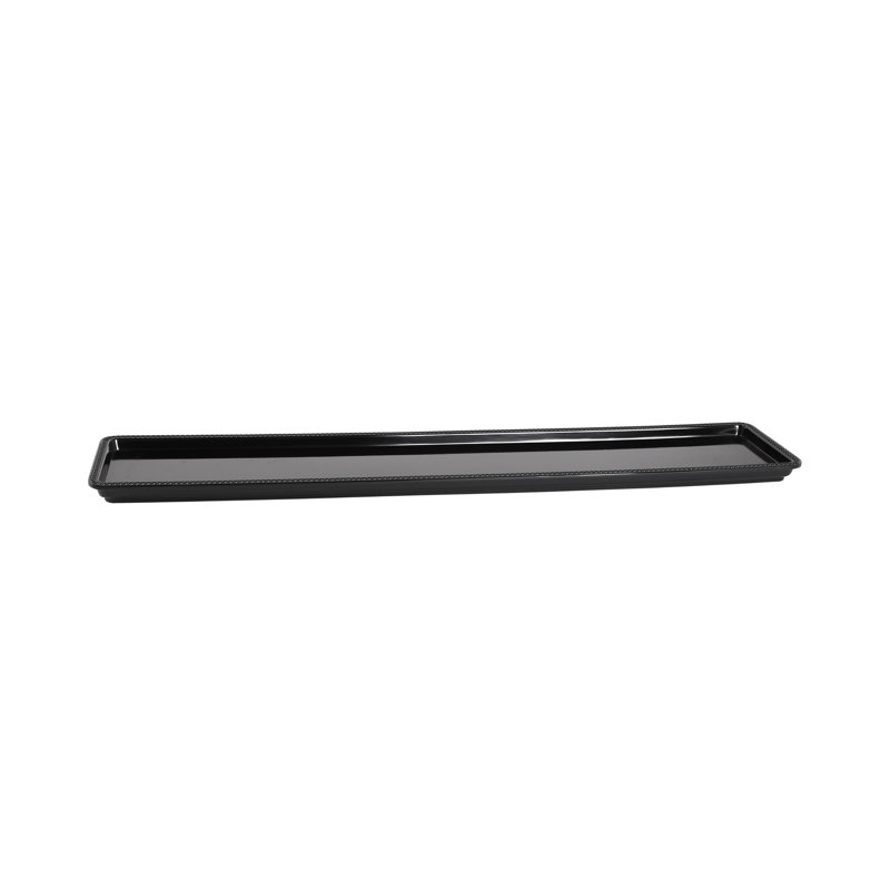 Chic Beaded Edge Black Melamine Serving Tray, 15"L x 8"W