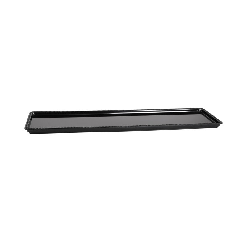 Chic Beaded Edge Black Melamine Serving Tray, 15"L x 8"W