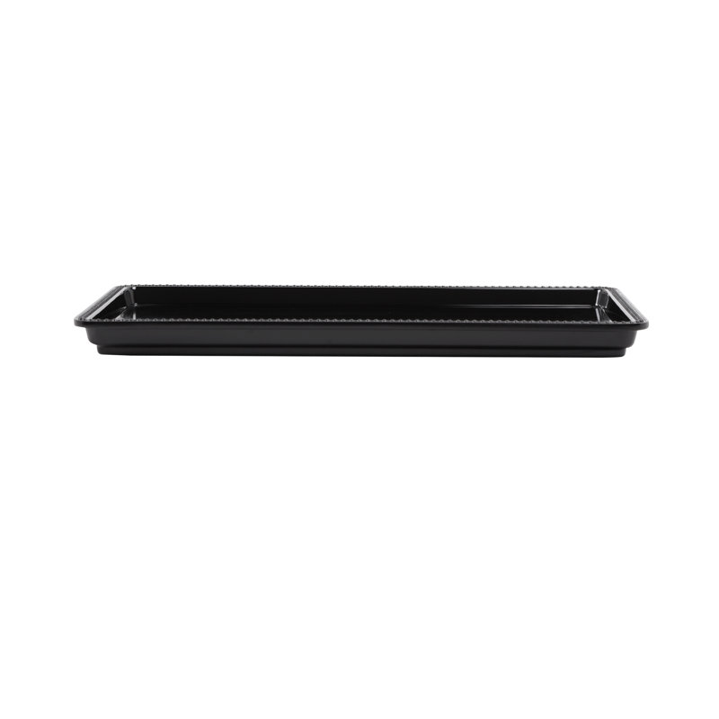 Chic Beaded Edge Black Melamine Serving Tray, 15"L x 8"W