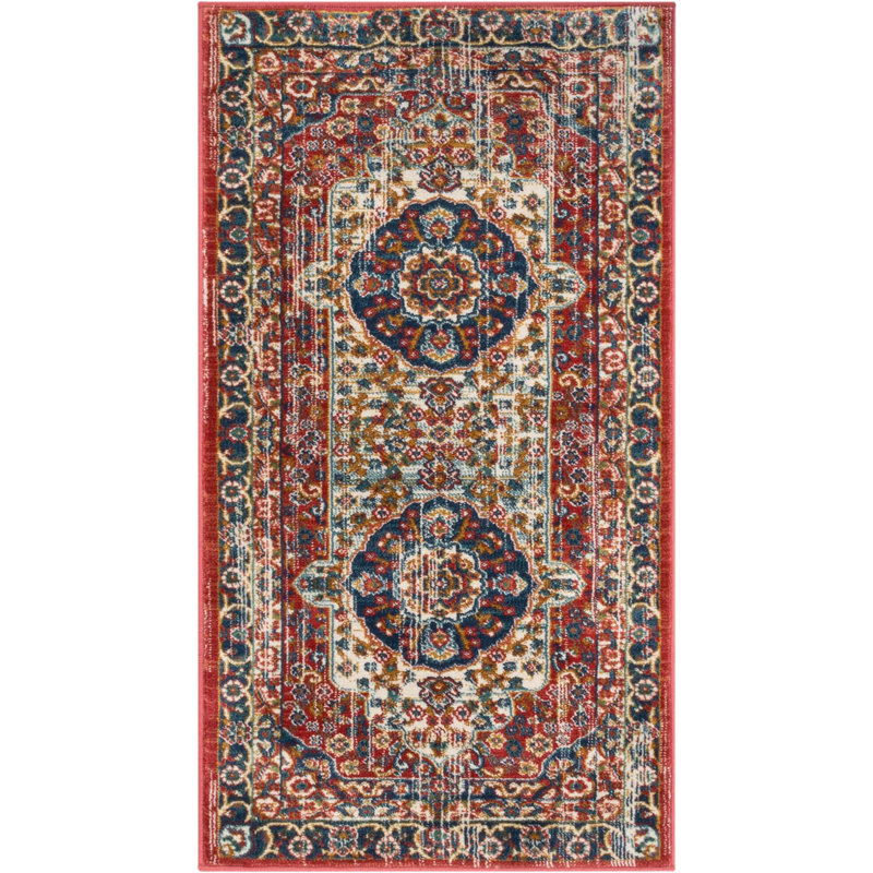 Tulsa Crimson Red Synthetic Rectangular 3'11" x 5'3" Area Rug