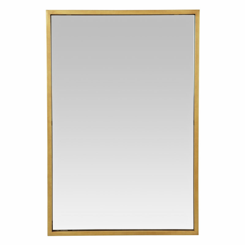 Gray Metal Rectangular Wall Mirror, 36 x 24 Inches