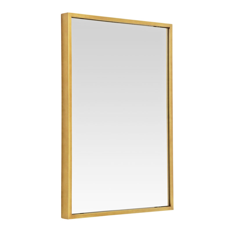 Gray Metal Rectangular Wall Mirror, 36 x 24 Inches