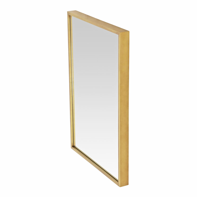 Gray Metal Rectangular Wall Mirror, 36 x 24 Inches