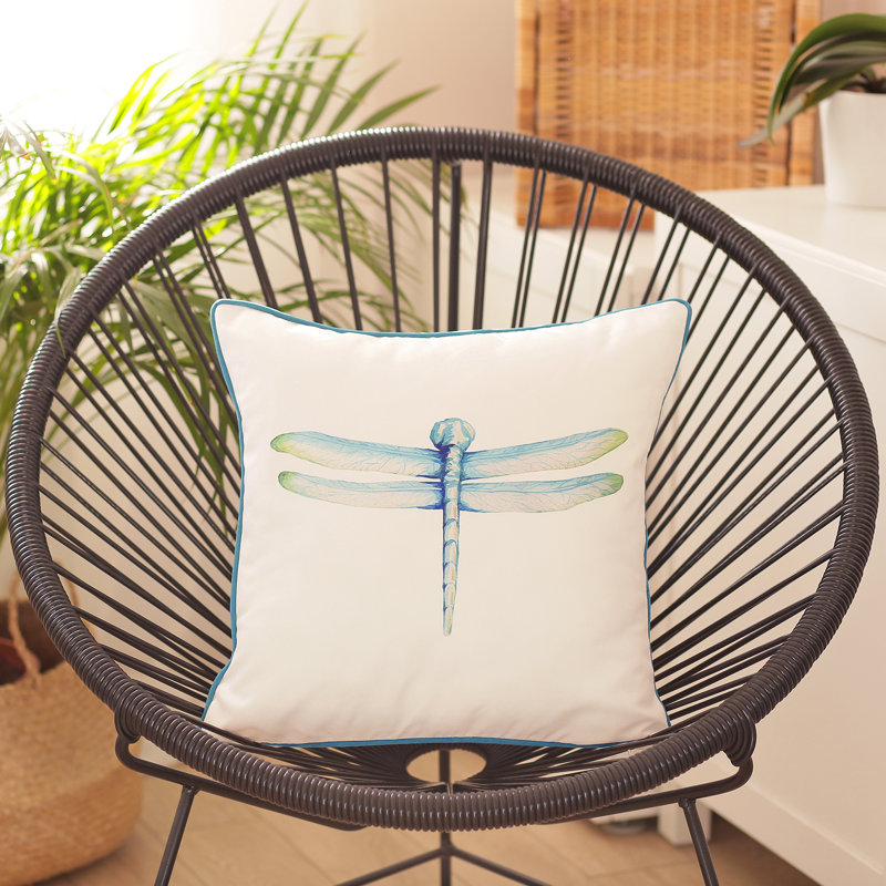 Aqua Blue Watercolor Dragonfly 18" Square Pillow Cover