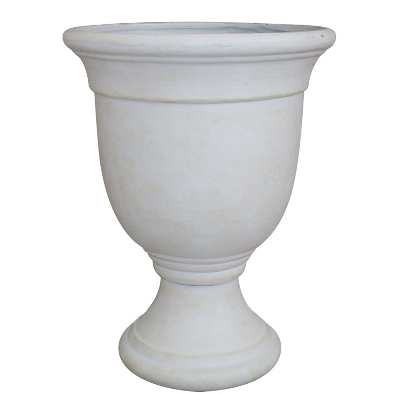 Elegant Ivory Outdoor Urn Planter with Hand-Crafted Detail