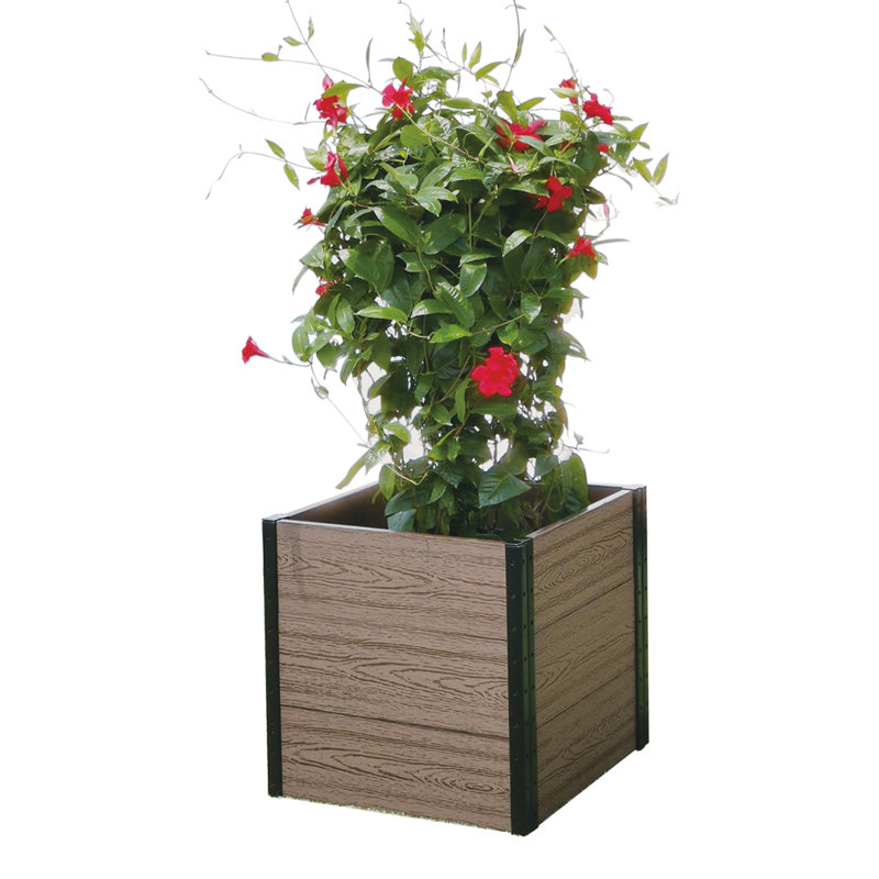 Brown Composite Wood and Steel Square Raised Garden Bed