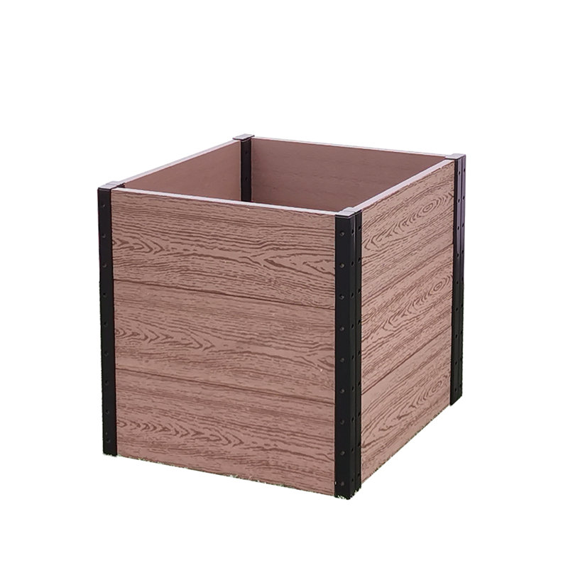 Brown Composite Wood and Steel Square Raised Garden Bed