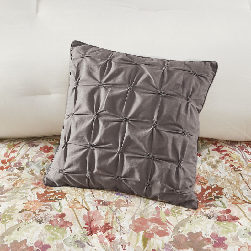 Mariana King Red Cotton 7-Piece Floral Comforter Set
