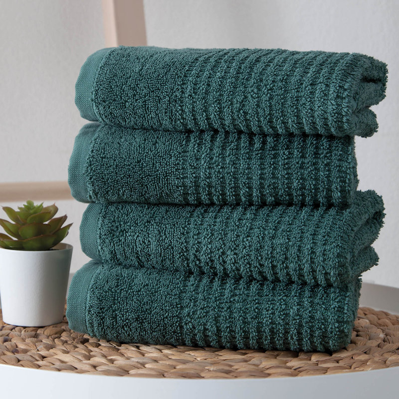 Green Turkish Cotton Hand Towels with Merrowed Border