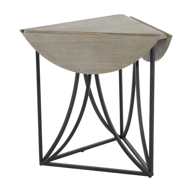 Odessa 30'' Gray Industrial Round Wood & Metal Side Table