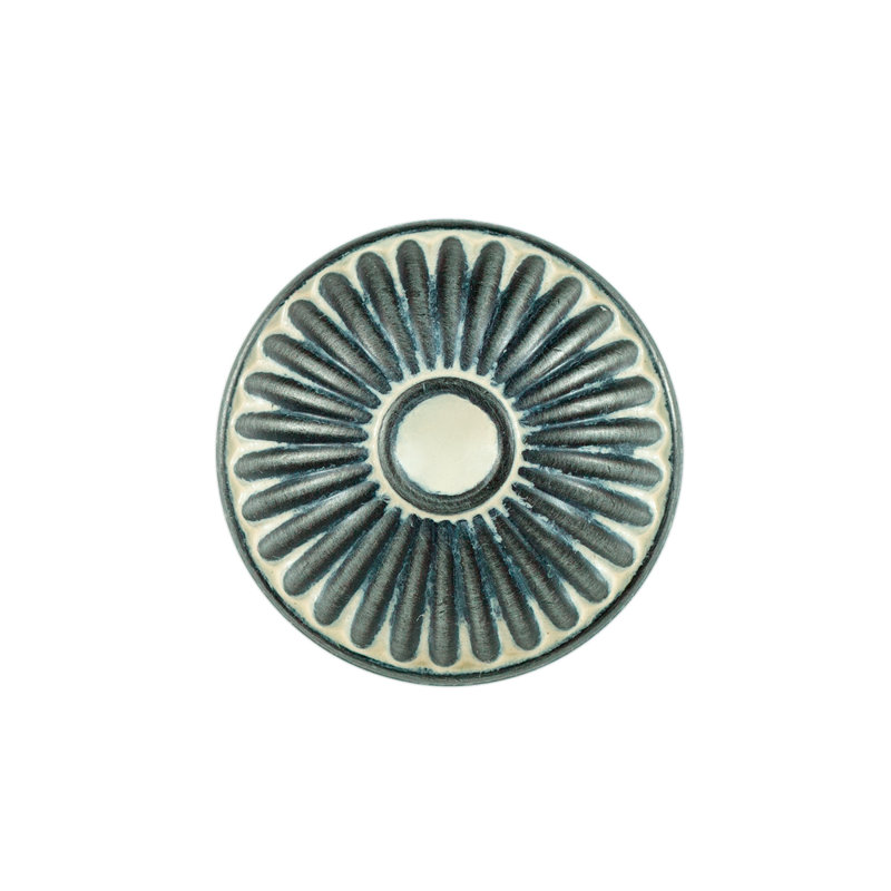 Vintage Pewter and White Round Scalloped Knob Multipack